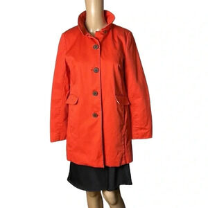 BR, cropped trench coat ,XS,coral ,cotton,peter pan collar,retro,feminine ,EC